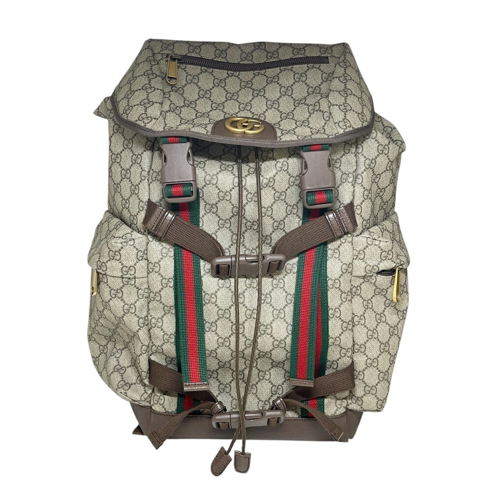 GUCCI【グッチ】690999 GGスプリームスケートボード うしろ側容器に並べる ベージュ×赤銅色 背嚢 鞄 【中古】 USED-S 一六銀行 かんてい局 加古川店 A25-2147 008