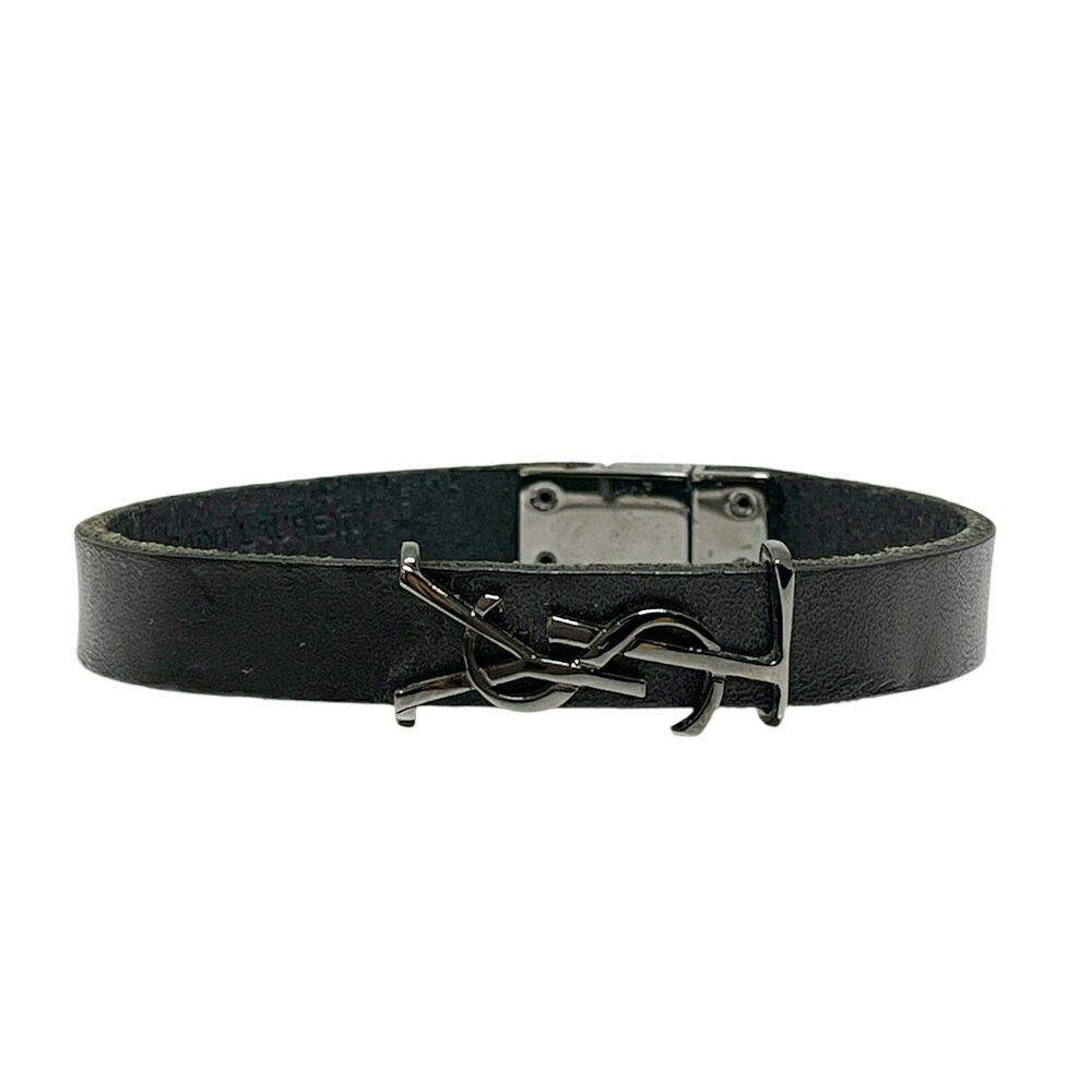 SAINT LAURENT【サンローラン】559355 オピウムレザー 腕輪 黒いこと 19糎 付属品 メンズ レディース 【中古】 USED-B 一六銀行 かんてい局 加古川店 A25-2156 004