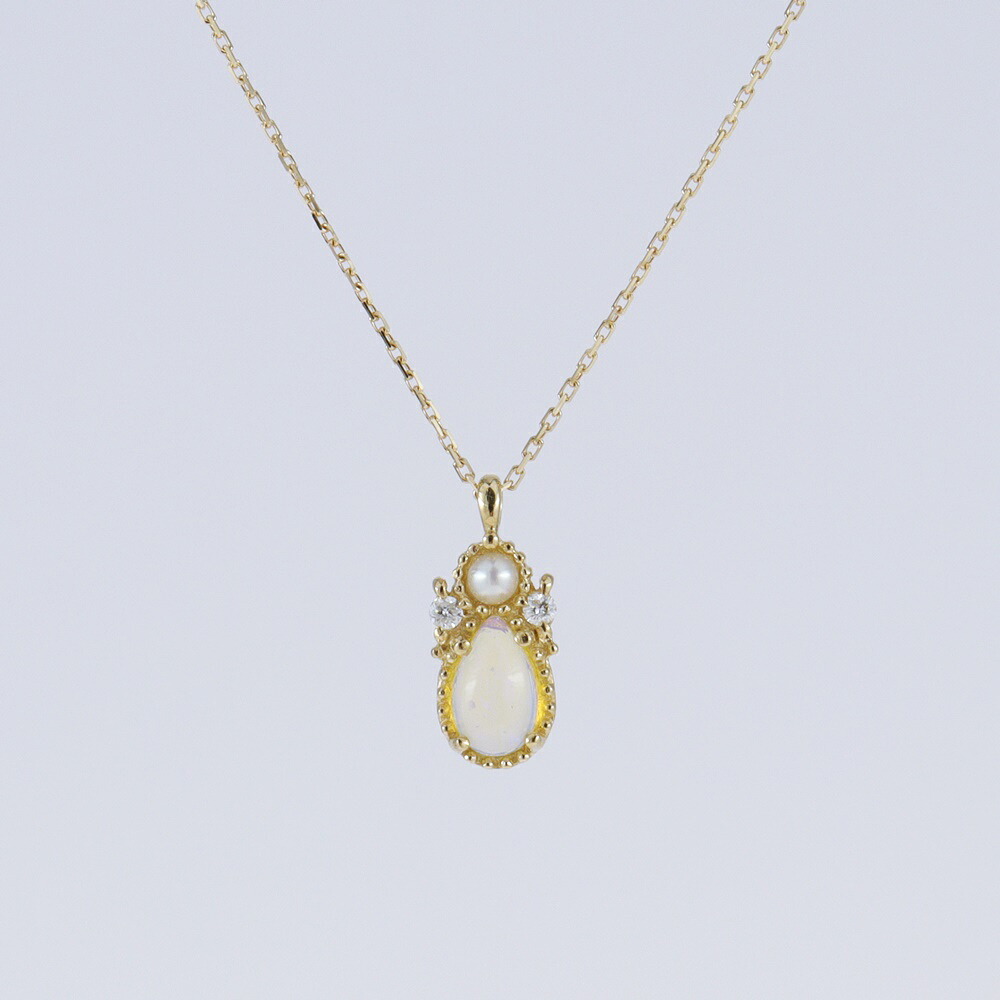【新品】K10オパールネックレス K10/D0.016ct/OP0.19ct チェーンサイズ約39cm アクセサリー ジュエリー メレダイヤ 宝石 質屋 かんてい局加古川店 A24-0261 001|質屋かんてい局 加古川店