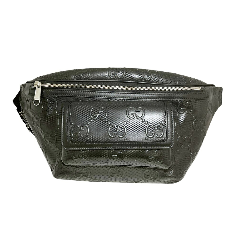 GUCCI【グッチ】645093 GGエンボスウエストバッグ なめし革 黒いこと 鞄 上半身御徒面子 メンズ 【中古】 USED-SA 一六銀行 かんてい局 加古川店 A25-1246 008