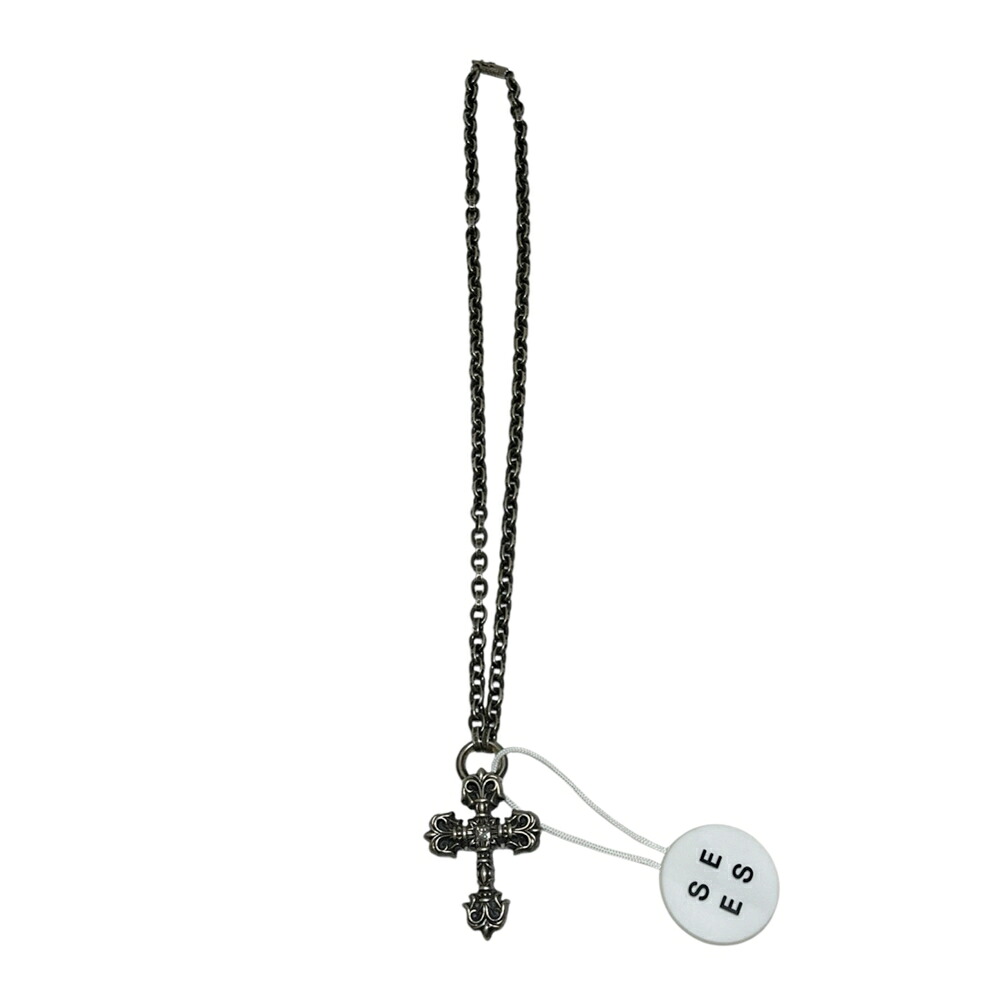 【中古】【真贋証明、RINKAN鑑定書付き】CHROME HEARTS【クロムハーツ】FILIG CROSS XS PAPER CHAIN 1DIA SV925 シルバー メンズ アクセサリー ネックレス USED-B 質屋 かんてい局 加古川店 A25-1371 004