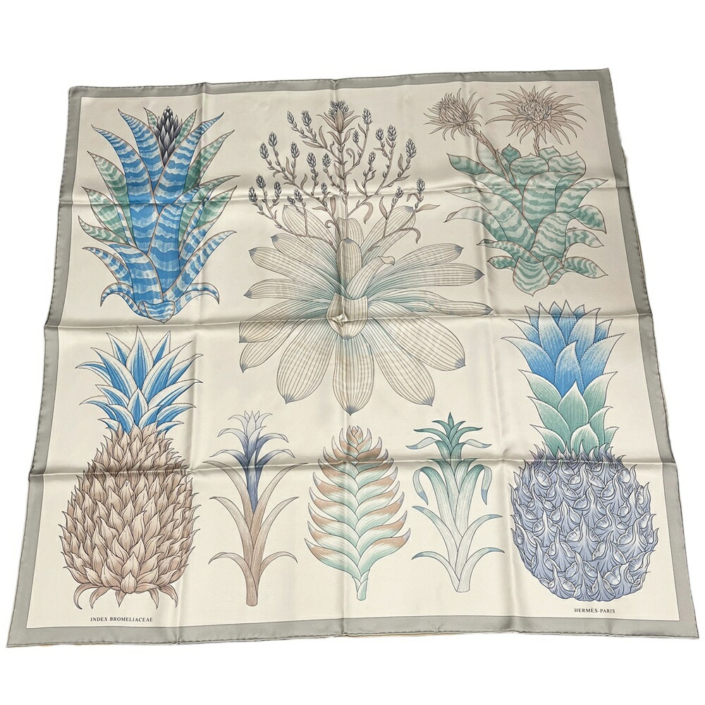 【美品】HERMES【エルメス】カレ90 Index Bromeliaceae(ブロメリアの目録) シルクツイル100% マルチカラー ストール スカーフ ファッション小物 レディース【中古】USED-S 質屋 かんてい局 加古川店 A26-1511 004｜質屋かんてい局 加古川店