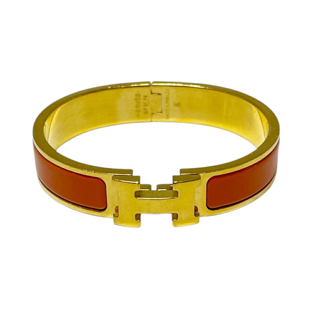 HERMES【エルメス】エナメルブレスレット 《クリックH》メタル オランジュ・フルイテ オレンジ/ゴールド金具 アクセサリー 【中古】 USED-B 質屋 かんてい局 加古川店 A25-0667 008