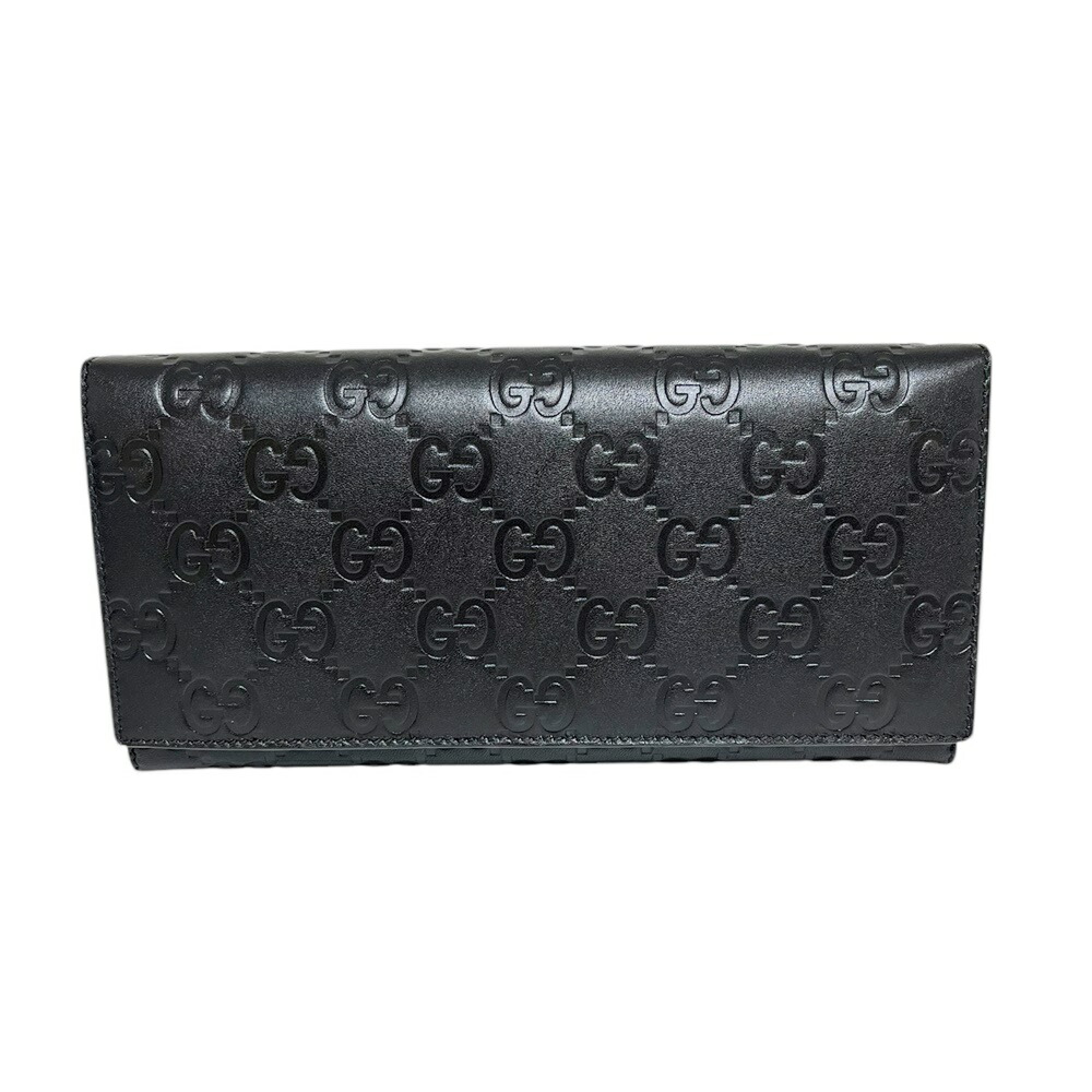 Gucci 黒 レザー 二つ折り財布 Gucci 二つ折り財布 黒 レザー GGロゴ オフディア