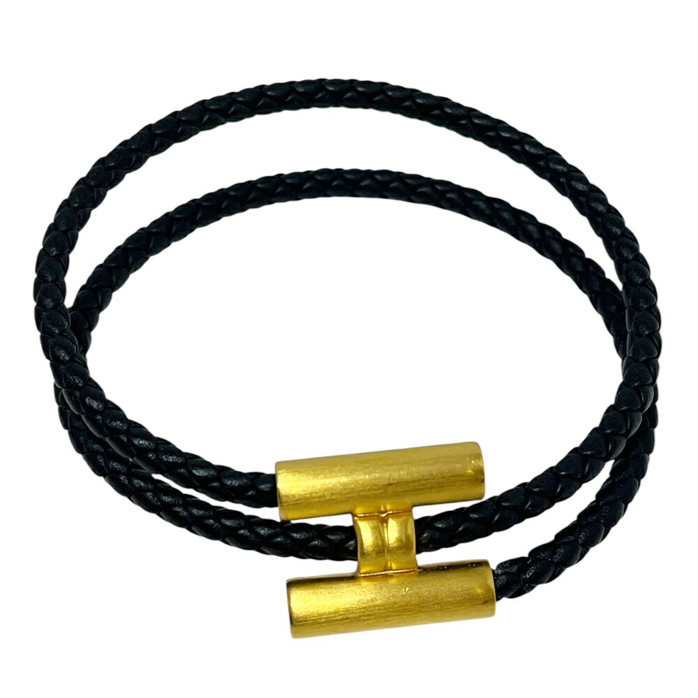 HERMES【エルメス】ブレスレット〈トゥルニ〉トレッセ レザー ブラック アクセサリー 【中古】 USED-A 質屋 かんてい局 加古川店 A26-0241 008