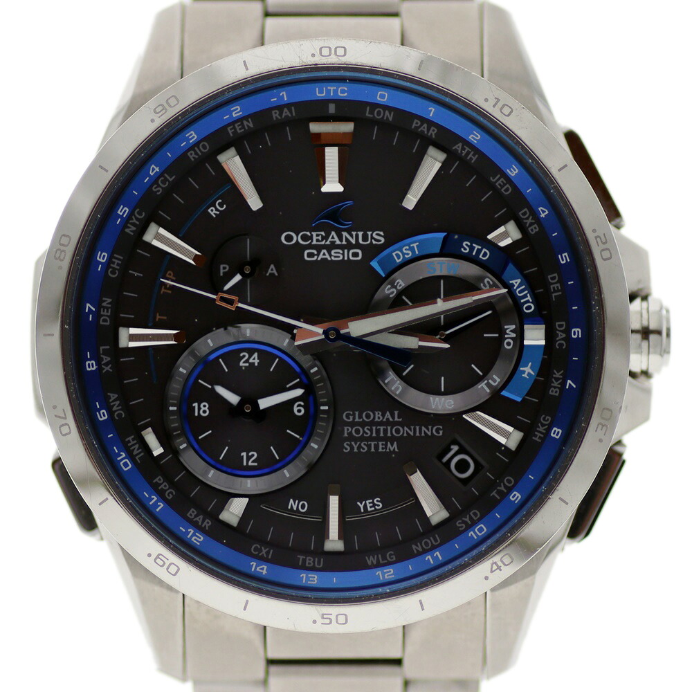 【中古】 CASIO カシオ OCW-G1000 オシアナス 腕時計 ウォッチ グレー文字盤 ソーラー 電波 クロノグラフ GPS チタン メンズ USED-B 質屋 かんてい局加古川店 A21-2501 007