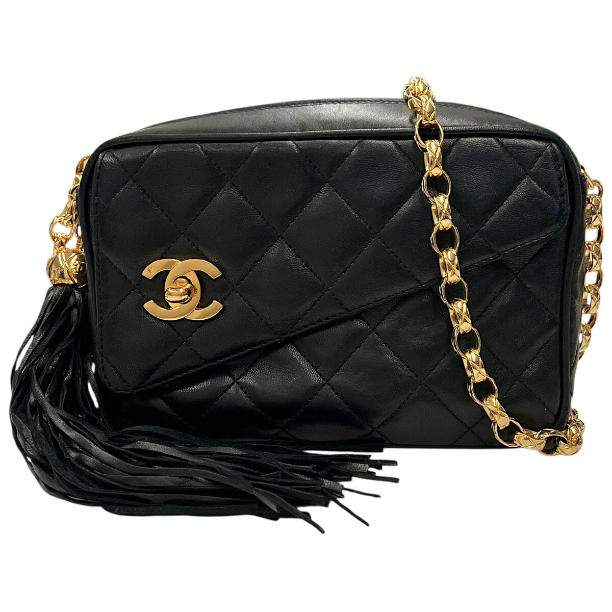 【中古】｜CHANEL シャネル チェーン店ショルダーバッグ フリンジ ココマーク マトラッセ 子ヒツジひと肌 黒いこと レディース