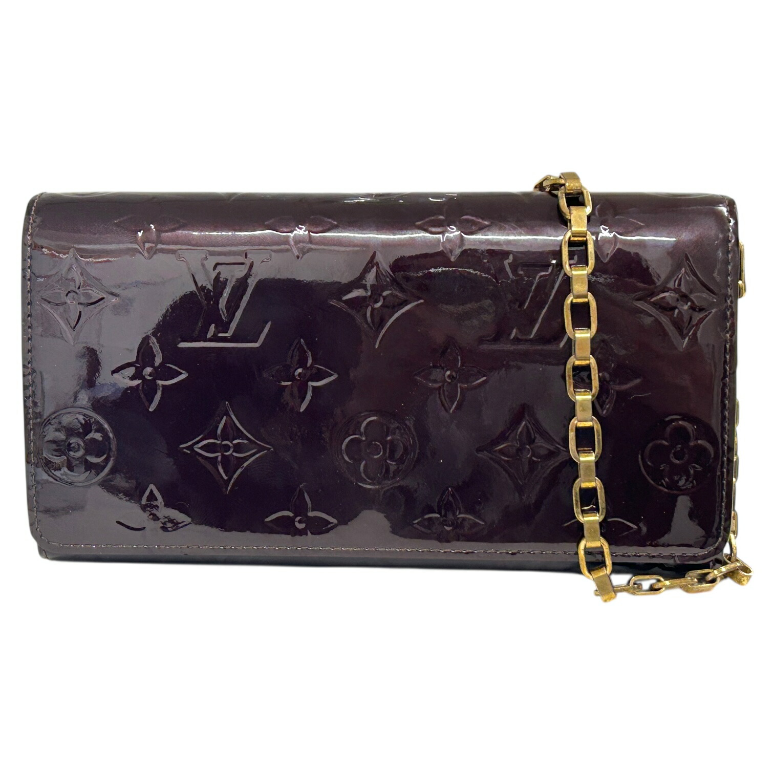 【中古】｜LOUIS VUITTON ルイヴィトン M90088 モノグラムヴェルニ ポルトフォイユサラチェーン 赤銅色系 レディース チェーンウォレット 長紙入れ  レディース