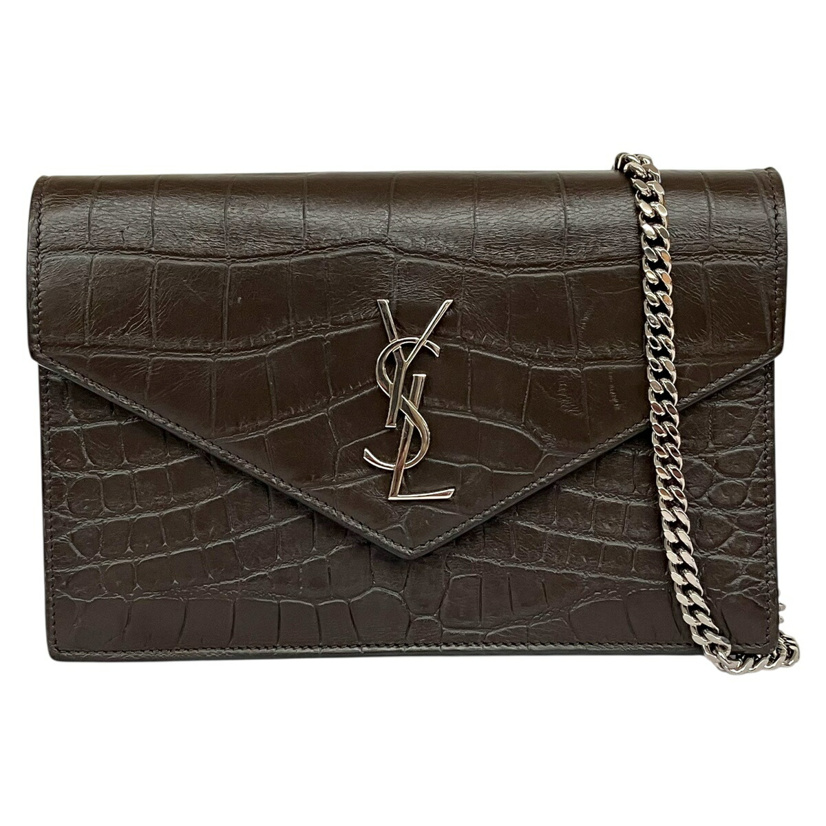 SAINT LAURENT クロコ型押し チェーンウォレット 377829 SAINT LAURENT PARIS】サンローランパリ『チェーンウォレット』377829