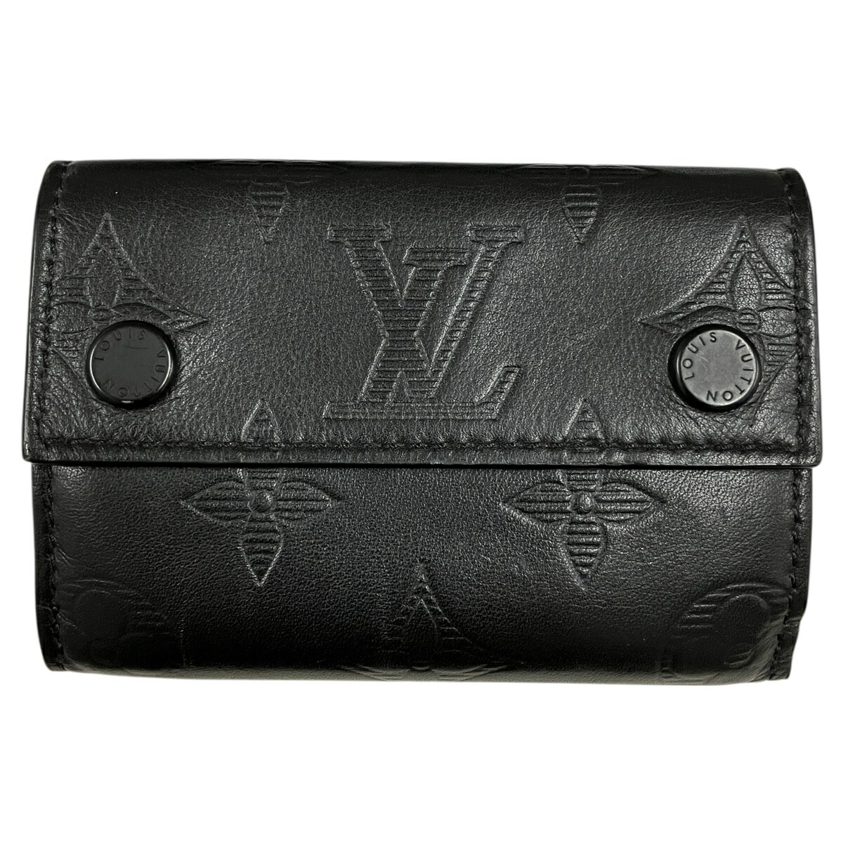 【中古】｜LOUIS VUITTON ルイ ヴィトン M67631 モノグラムシャドウ 大きな進歩 ミニウォレット 三つ折り紙入れ パウダーコンパクト なめし革 黒いこと メンズ 紙入れ