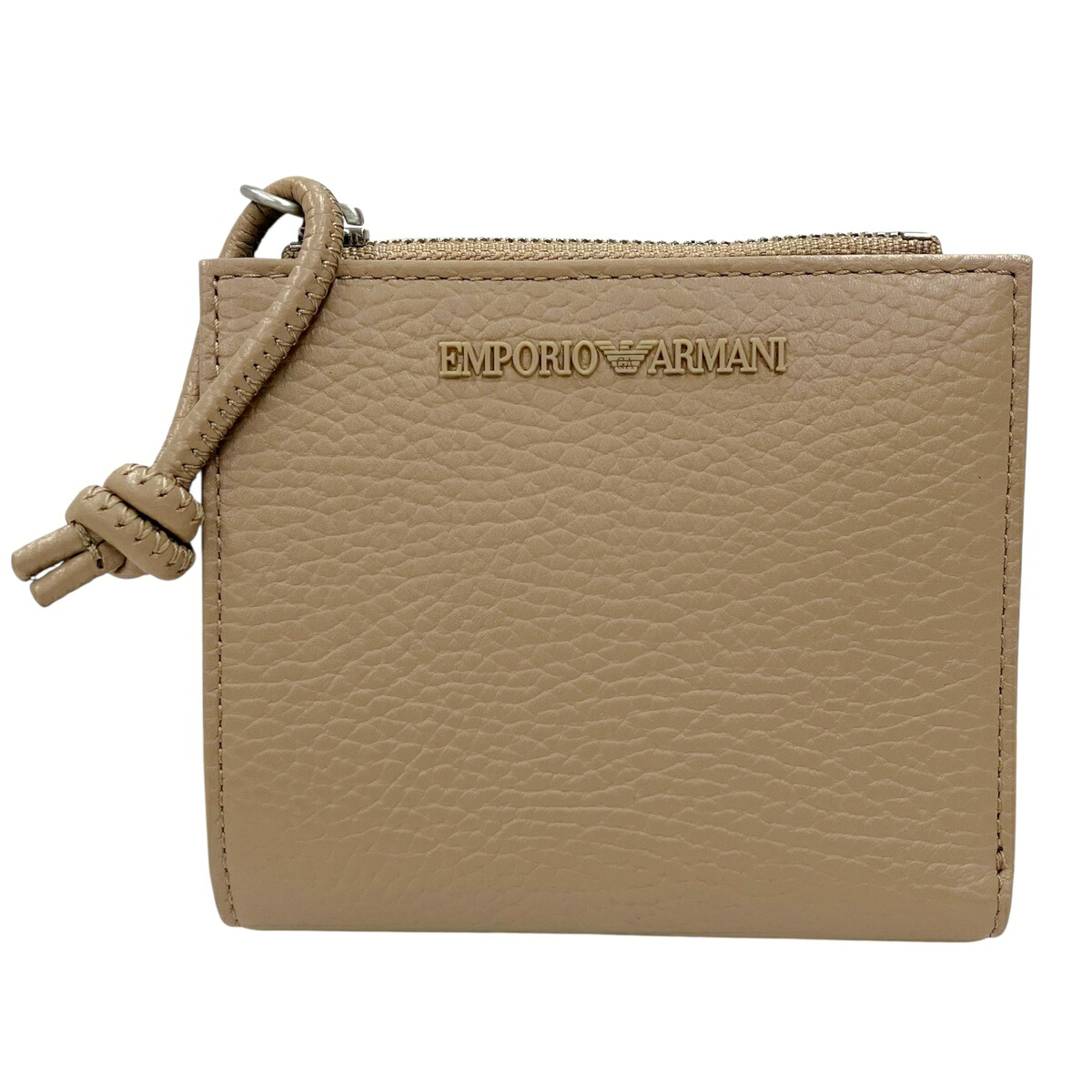 【中古】｜EMPORIO ARMANI エンポリオアルマーニ コンパクトウォレット 二つ折り 紙入れ グレージュ ベージュ レディース