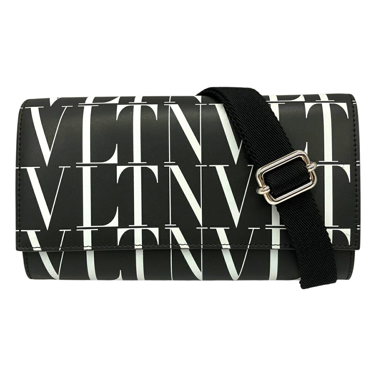 【中古】｜VALENTINO ヴァレンティノ ガラヴァーニ VLTNロゴタイプ ショルダーウォレット 黒いこと 長紙入れ 紙入れ