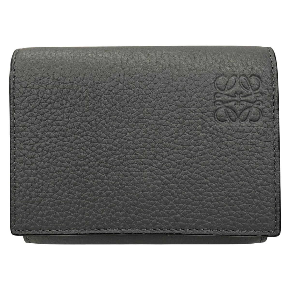 【中古】｜LOEWE ロエベ トライフォールド ウォレット ソフトグレインカーフ 三つ折り紙入れ なめし革 アンスラサイト うす暗い薄墨色 レディース メンズ