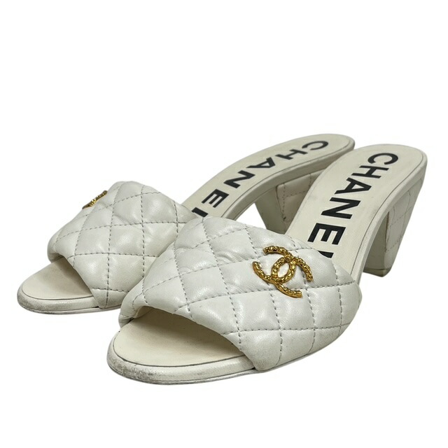 楽天市場】CHANEL サンダル ミュール G40144 2023 SS ホワイト ＃37 C