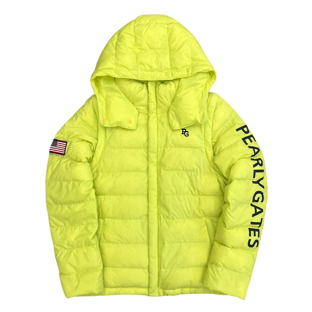【中古】|PEARLY GATES パーリーゲイツ ダウンジャケット 053-0220027 ダブルジップ サイズ4 M ネオンイエロー 蛍光 黄色 メンズ|質屋かんてい局市川インター店