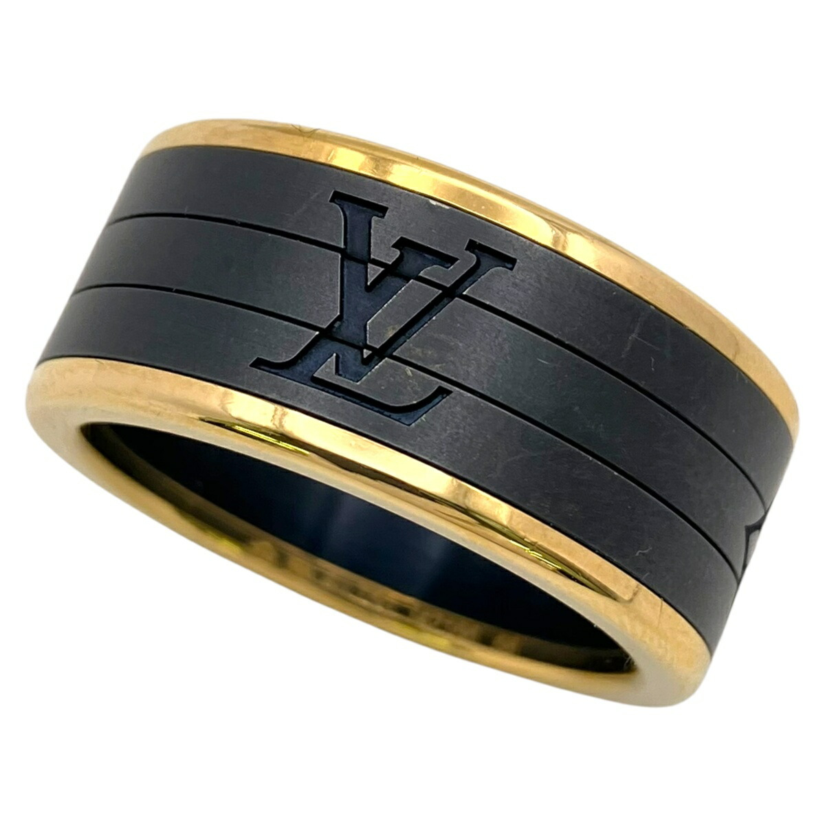 【中古】｜LOUIS VUITTON ルイヴィトン Q0H45K パズルリング レ ガストン ヴィトン 黄色ゴールド×チタニウム 25号 米国海軍系 輪っか 指環 メンズ