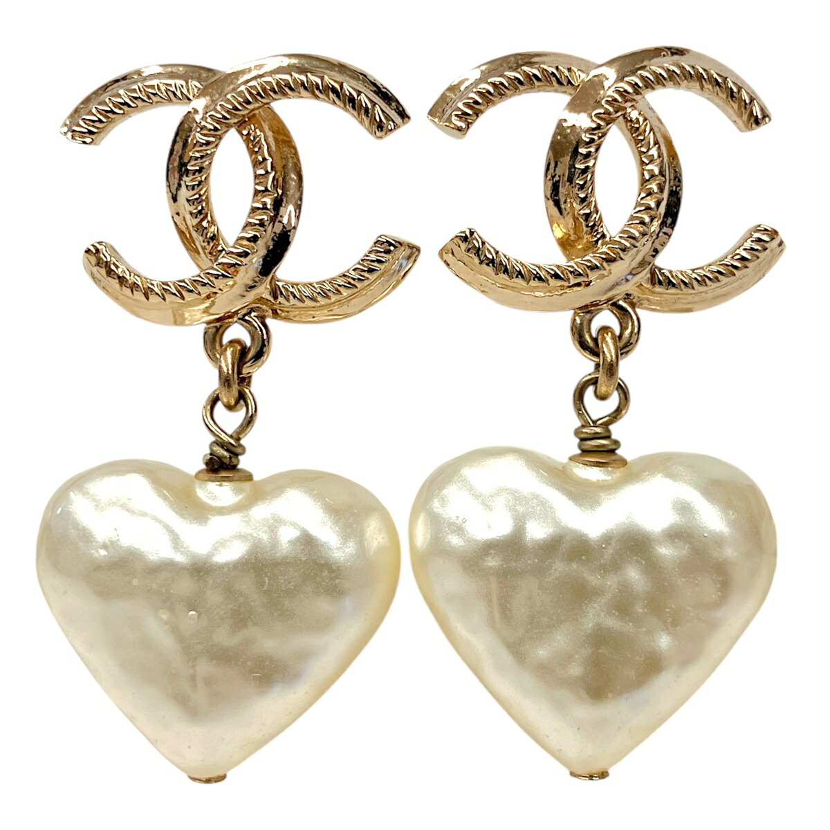 【中古】|CHANEL シャネル B22C ハートシェル ココマーク ピアス ゴールドカラー イヤリング レディース アクセサリー|質屋かんてい局市川インター店