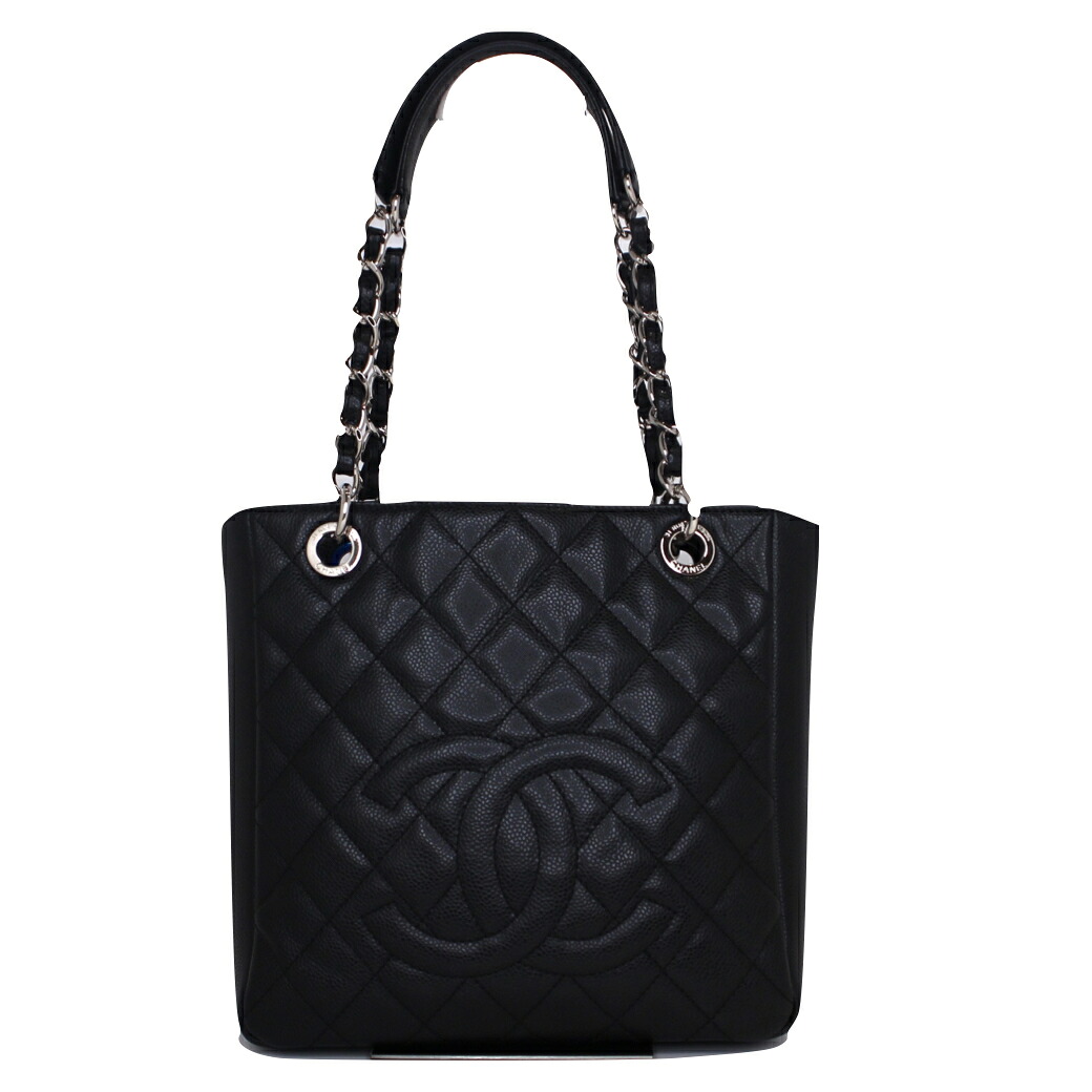 【CHANEL】シャネル チェーントートPM トートバッグ キャビアスキン ブラック【中古】｜質屋かんてい局伊丹店
