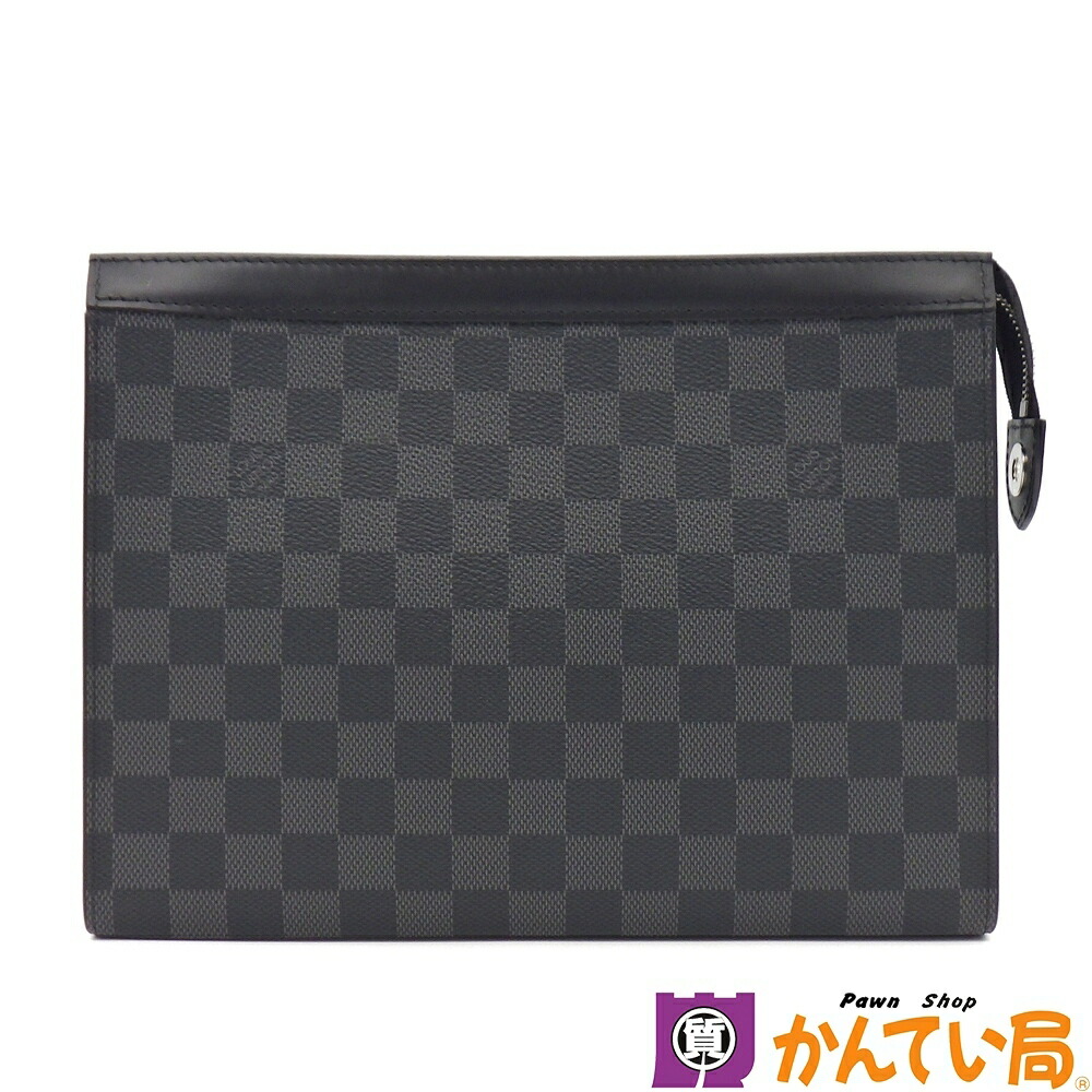 LOUIS VUITTON ルイヴィトン N41696 ポシェット・ヴォワヤージュ MM ダミエ・グラフィット クラッチペダル御徒面子 周遊車寄せ 黒いこと×薄墨色 しろがね色金具 メンズ 中古 B26-504