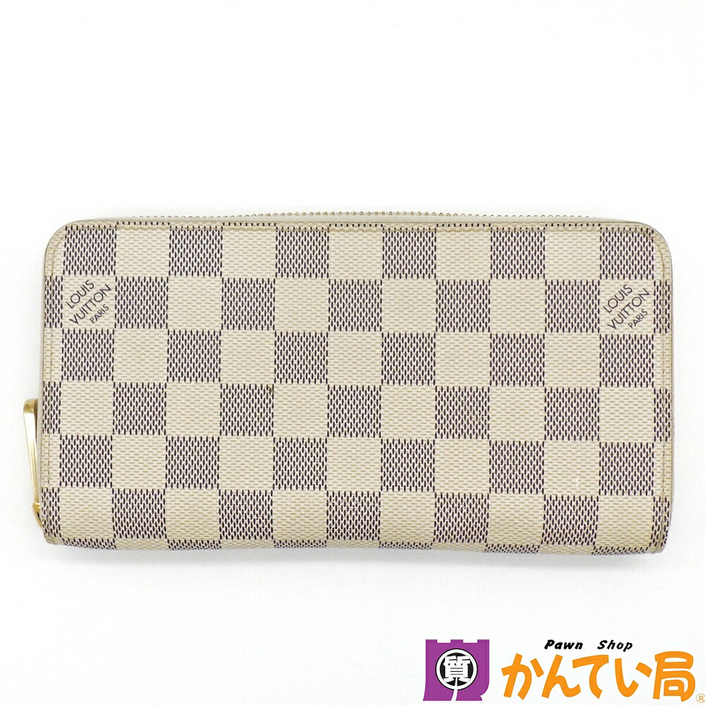 LOUIS VUITTON ルイヴィトン N60019 ジッピーウォレット ダミエ アズール ラウンドジッパー長紙入れ 白いこと 青み ゴールド金具 PVC×なめし革 レディース メンズ 中古 B26-853