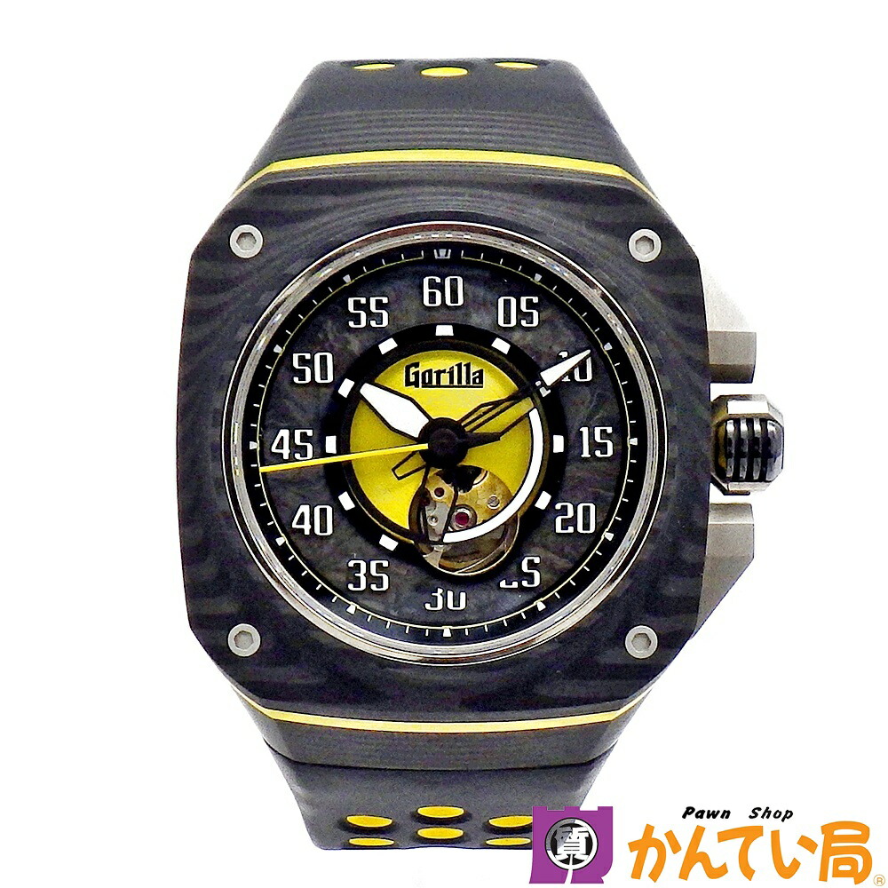 Gorilla 大猩猩 LR1.0 ファストバック GT レオンレーシング リミテッドエディション 自動小銃一巻き 黒いこと×黄色 フォージドカーボン 分野押さえる300本 ウオッチ メンズ 中古 B26-517