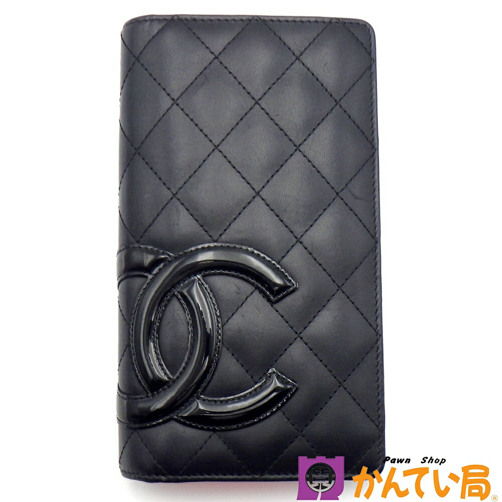 CHANEL シャネル カンボンライン ミドル 2つ折り財布 黒×シルバー 楽天市場】シャネル CHANEL 二つ折り財布 カンボンライン ラムスキン