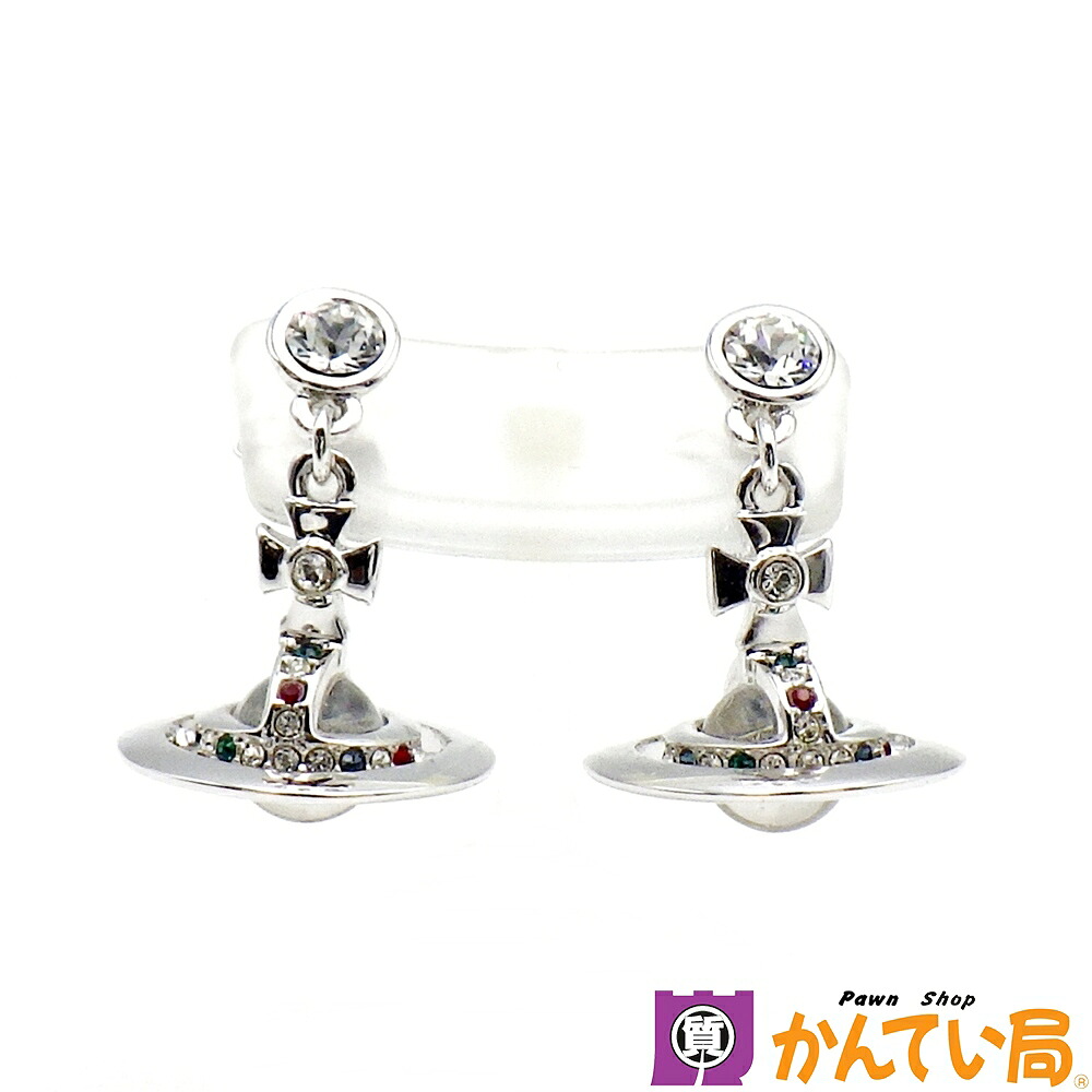 Vivienne Westwood ヴィヴィアン 酉の方角木材 NEW PETITE ORB 落っこちるピアス しろがね色色つや レディース 付属品 中古 B26-259