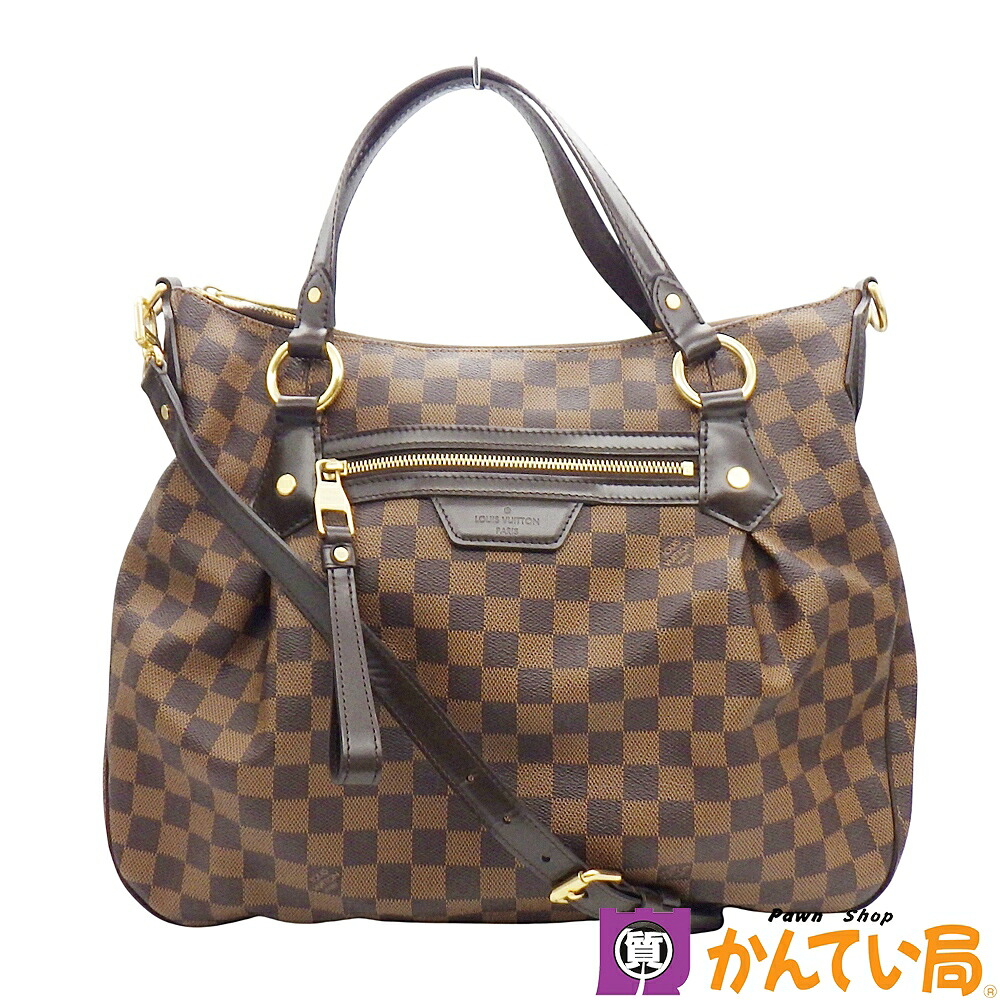 LOUIS VUITTON　ルイヴィトン　N41131　イーヴォラMM　2WAYバッグ　ダミエ エベヌ　PVC×レザー　ブラウン　ゴールド金具　レディース　中古　B26-323