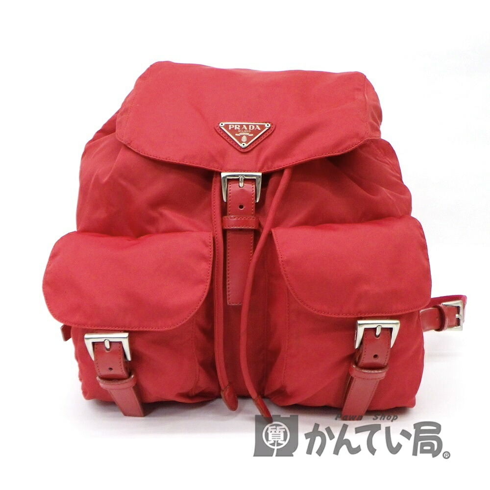 【USED-AB】PRADA プラダ B2811 ナイロン リュックサック バックパック VELA ROSSO レッド 赤 三角プレート ギャランティつき ビンテージ 久安店 A26-291