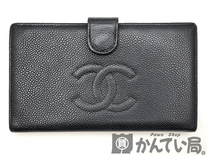 超格安価格 CHANEL シャネル A13498 二つ折り長財布 キャビアスキン