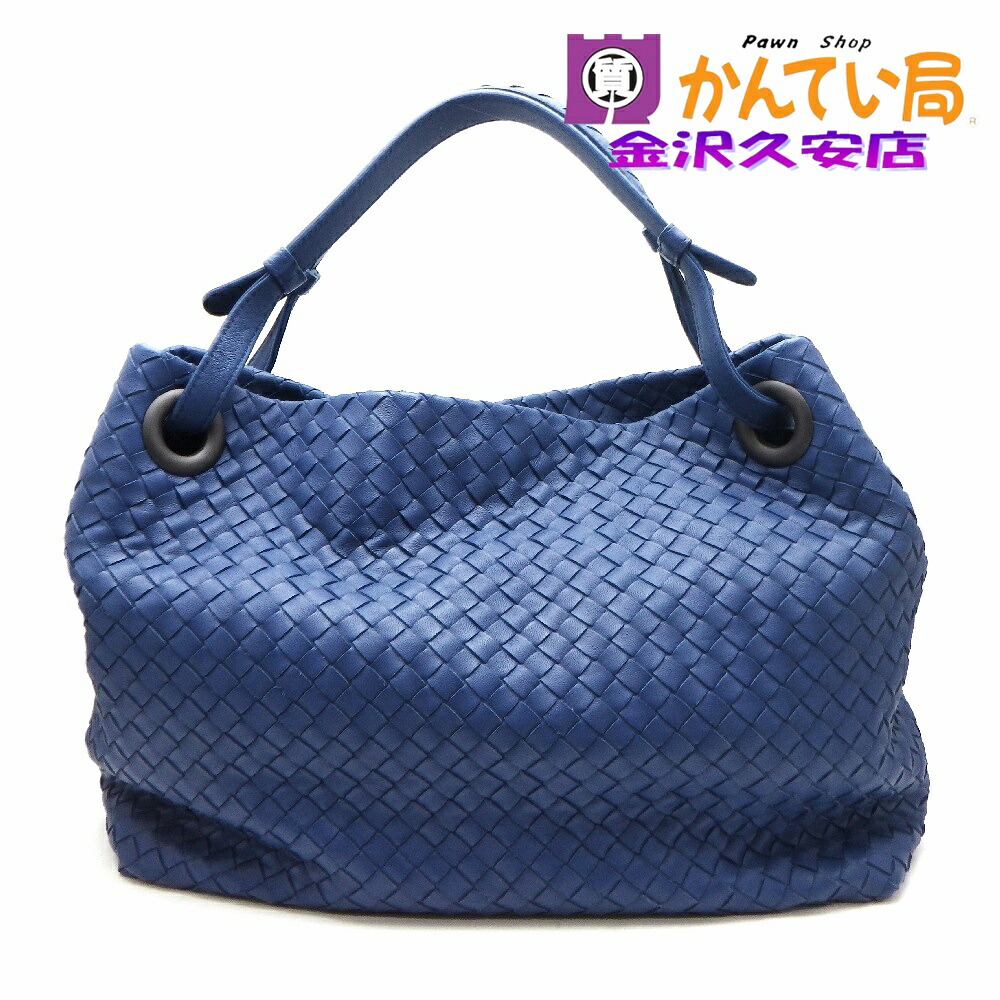 【USED-AB】BOTTEGA VENETA　ボッテガ ヴェネタ　ガルダ　ミディアム　ハンドバッグ　トートバッグ　イントレチャート　ブルー　青　レザー　保存袋・ミラーつき　久安店　A25-2795 68,090円