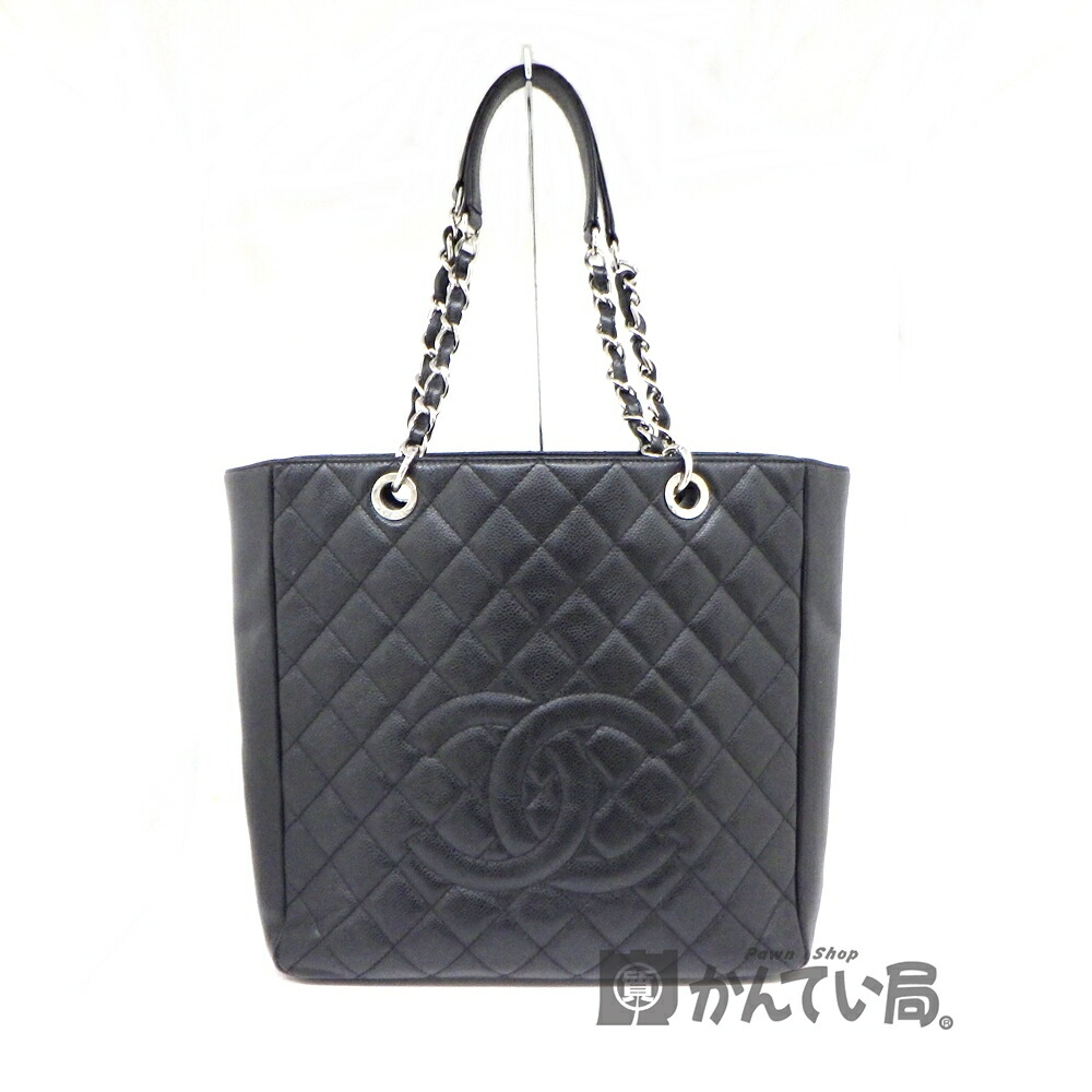 シャネル　チェーントートバック　アンティークシルバー　キャビアスキン チェーントート グレー ソフトキャビアスキン CHANEL シャネル