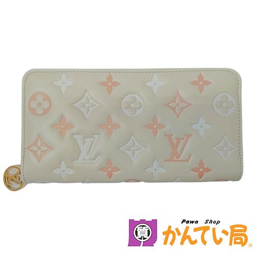 LOUIS VUITTON　ルイヴィトン　M82290　ジッピーウォレット　ラムスキン　モノグラム　エンボス加工　長財布　クリーム&times;ピンク　ゴールド金具　LVサークル　ラウンドファスナー開閉式　羊革　レザー　レディース　B24-2982｜質屋　かんてい局石川　店