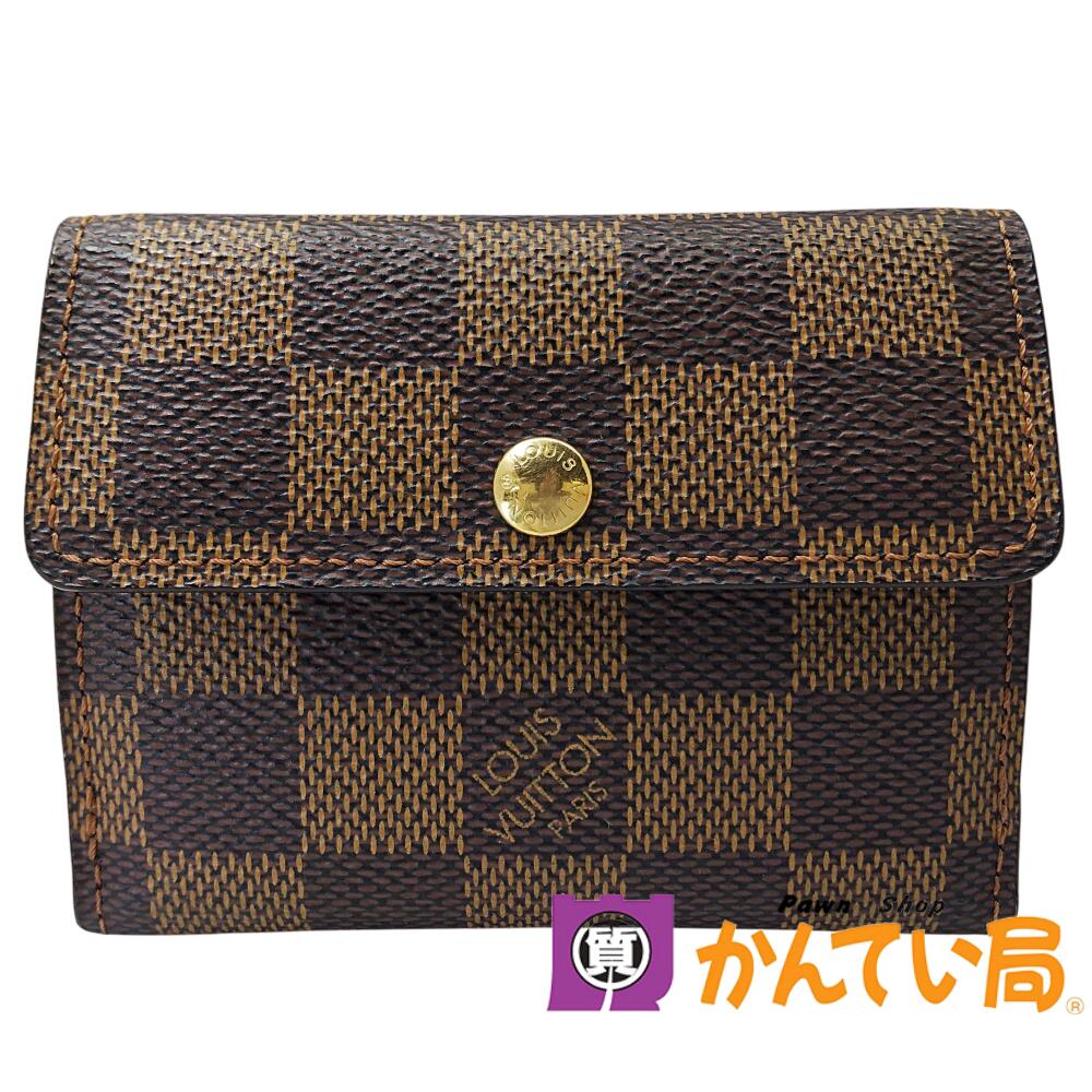 LOUIS VUITTON　ルイヴィトン　N62925　ラドロー　コインケース　二つ折り　ダミエ･エベヌ キャンバス　レザー　ブラウン　スナップボタン開閉式　ゴールド金具　カード・小銭入れ　メンズ　レディース　財布　コンパクト ウォレット　中古　B24-2991