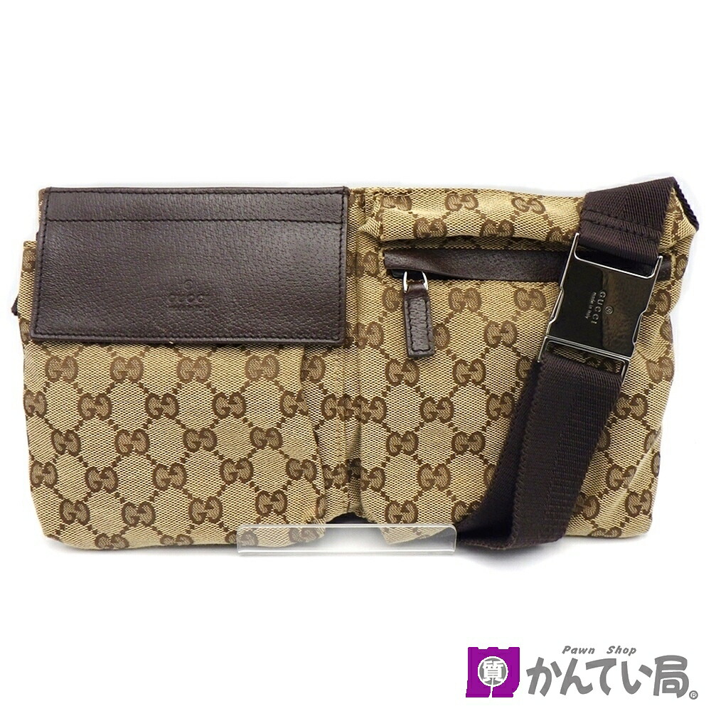 【グッチ】28566 酉の方角御徒面子 三尺帯御徒面子 上半身御徒面子 GG帆布 なめし革 ベージュ×赤銅色  ロゴタイプ メンズ レディース GUCCI