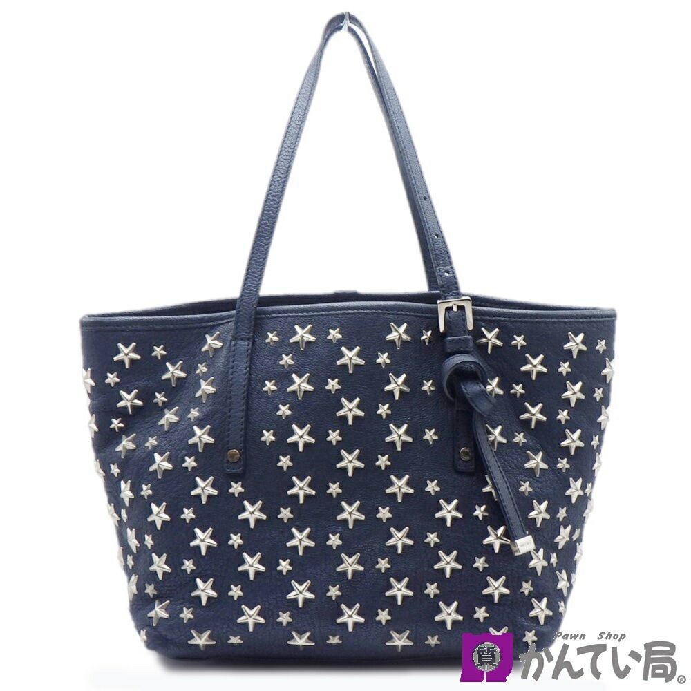 JIMMY CHOO ジミーチュウ スタースタッズ トートバッグ ハンド ブルー JIMMY CHOO【ジミーチュウ】よりフラットスタースタッズバッグが