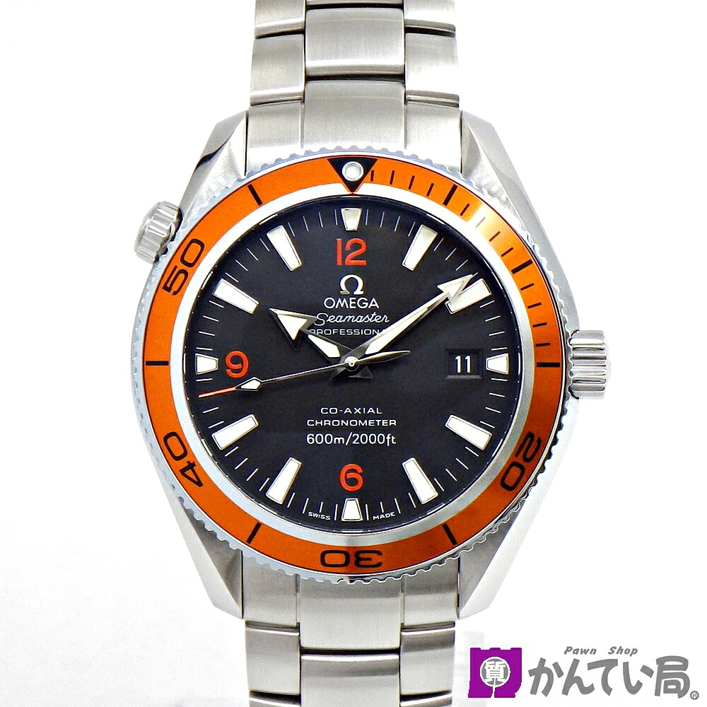 【OMEGA 】オメガ 2209.50.00 シーマスター プラネットオーシャン デイト ブラック文字盤 自動巻き SS ステンレススチール Seamaster Planet Ocean メンズ 腕時計 内外箱/ギャランティーカード