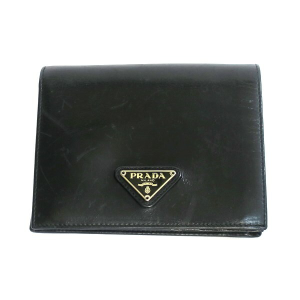 楽天市場】美品 プラダ PRADA Wホック 二つ折り財布 M507 黒