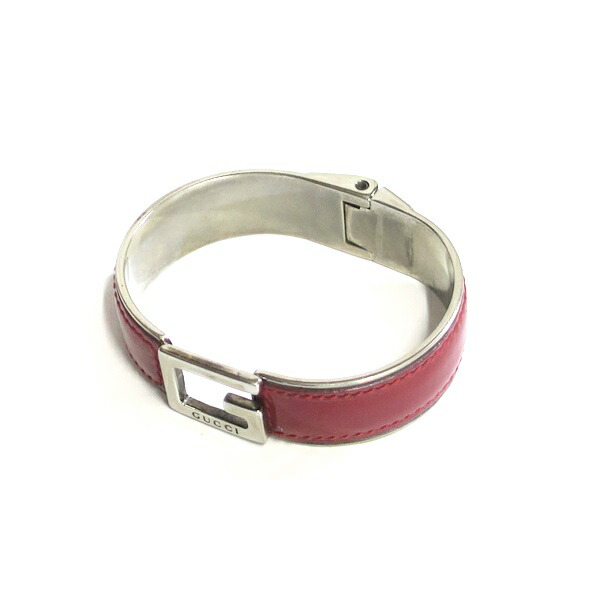 GUCCI グッチレザーバングル GUCCI □新品同様□ グッチ レザー ブレスレット バングル