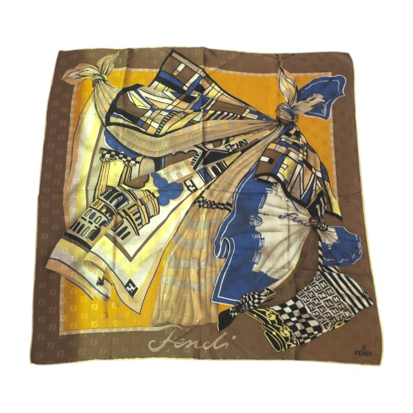 楽天市場】中古 フェンディ スカーフ シルク Sランク 青 赤