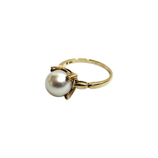 MIKIMOTO ミキモト K14 YG パール付き デザイン リング 指輪 約3.4g 約11号【送料無料】【質屋かんてい局横浜港南店】 中古品 used AB