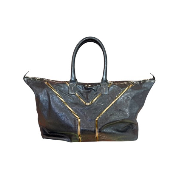 Yves Saint Laurent イヴサンローラン 208314 レザー ビジネスバッグ ブラック×ゴールド メンズ【送料無料】【質屋かんてい局横浜港南店】 中古品 used AB