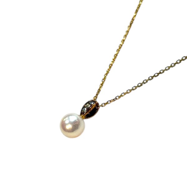 MIKIMOTO ミキモト K18 パール 約0.8mm ダイヤモンド 約2.6g ネックレス【送料無料】【質屋 かんてい局横浜港南店】 中古品 used AB