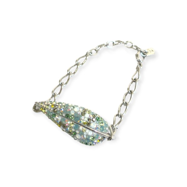 SWAROVSKI スワロフスキー 葉モチーフ 石付 ラインストーン デザイン ブレスレット 【送料無料】【質屋かんてい局横浜港南店】 中古品 used AB
