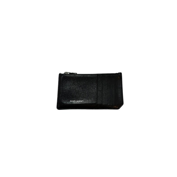 SAINT LAURENT サンローラン 468589 レザー フラグメント カードケース コインケース ブラック【送料無料】【質屋かんてい局横浜港南店】 中古品 used AB