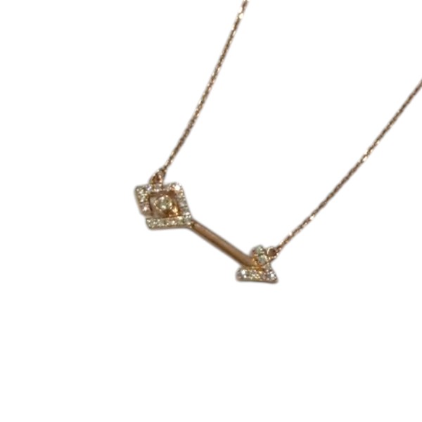 Au750 ピンクゴールド ダイヤモンド付き 矢モチーフ ネックレス D0.015ct d0.124ct 約2.1g【送料無料】【代引不可】【質屋かんてい局横浜港南店】 中古品 used AB
