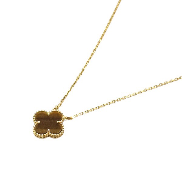 Van Cleef&Arpels ヴァンクリーフ&アーペル Au750 YG ヴィンテージ アルハンブラ タイガーアイ ネックレス 約6.2g【代引不可】【送料無料】【質屋 かんてい局横浜港南店】中古品 used AB|かんてい局 横浜港南店