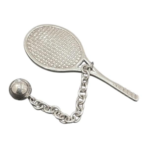 TIFFANY＆Co. ティファニー SV925 シルバー テニスラケット ボール チャーム キーホルダー【送料無料】【質屋かんてい局横浜港南店】中古品 used AB｜かんてい局　横浜港南店