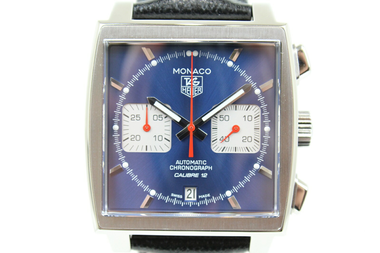 楽天市場 純正ベルト Heuer タグホイヤー モナコ Caw2111 Fc61 Ss ステンレススチール 革ベルト ブルー 赤針 クロノグラフ デイト メンズ 腕時計 中古 かんてい局松前ｒ５６号店