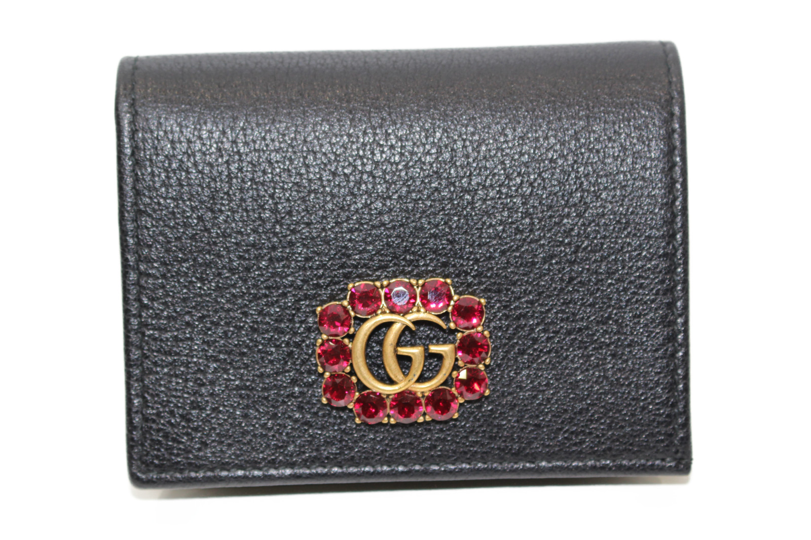 格安！高級✨GUCCI 二つ折り財布 GG プチマーモント ゴールド金具 黒+